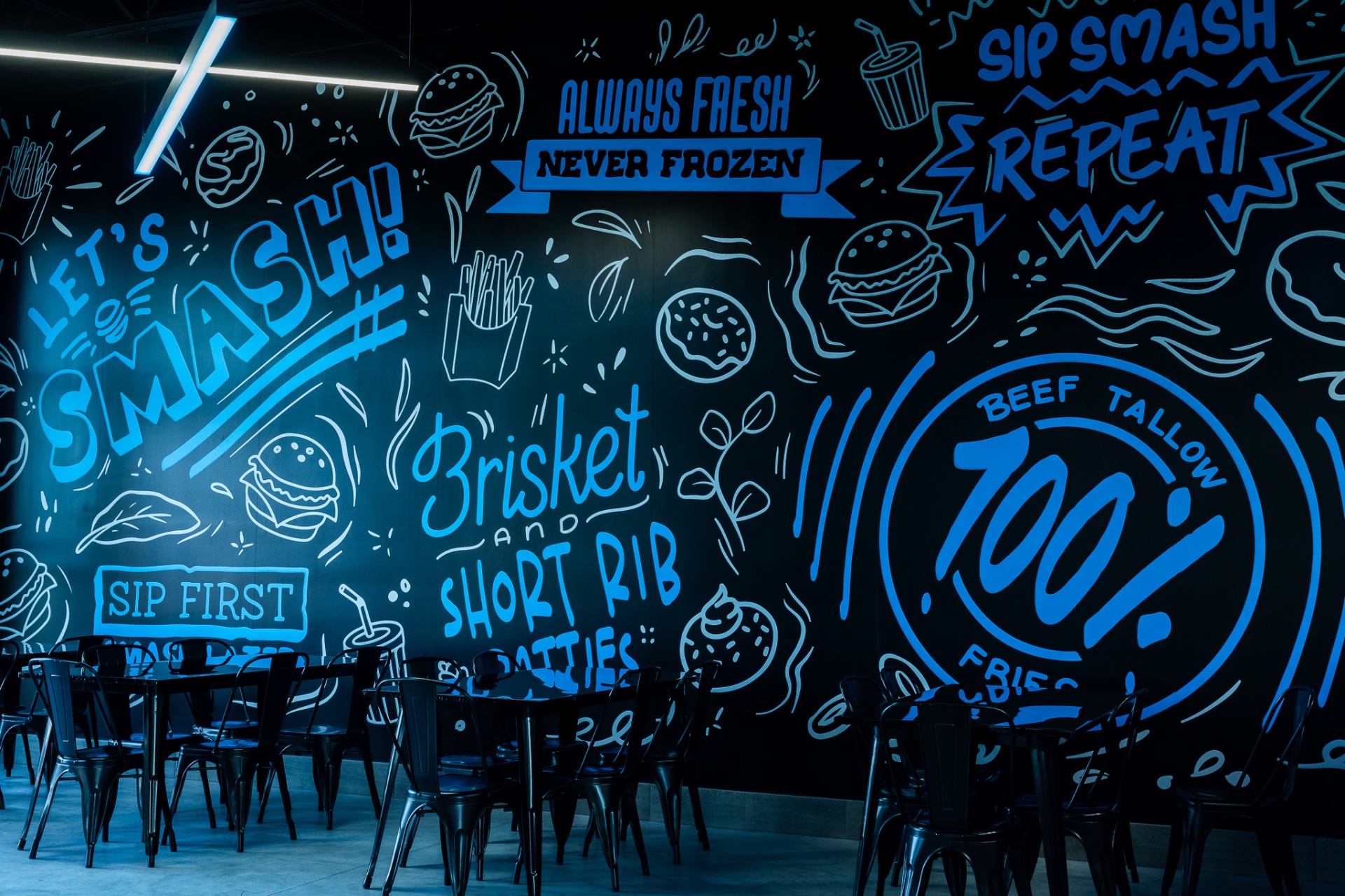Sip N Smash mural wall at our Jacksonville location